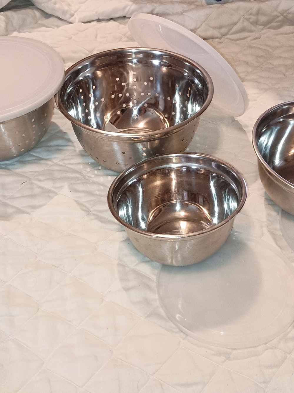 Stainless Steel Mixing and Colander Bowl Set - Silver